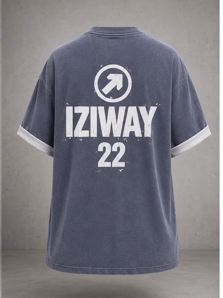 Футболка жіноча оверсайз варена бавовна IZIWAY — фото 2, колір сірий / синій варений денім